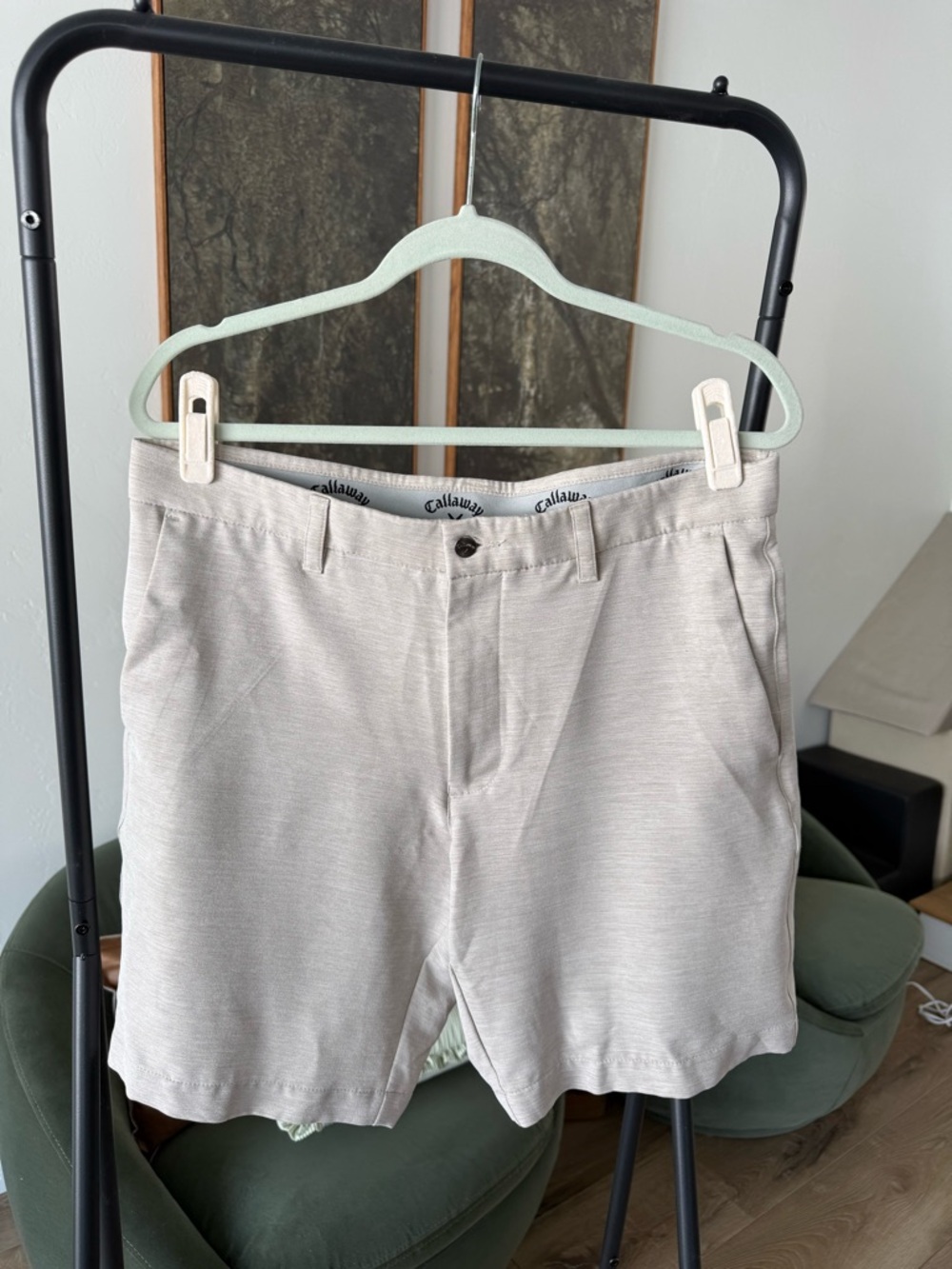 Callaway Light Beige Men's Flat Front Golf Shorts